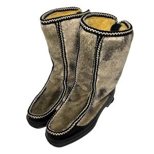 Snowland Women's Vintage Faux Fur Snow Ankle Boots Zip Size 6‎ Excellent BROWN